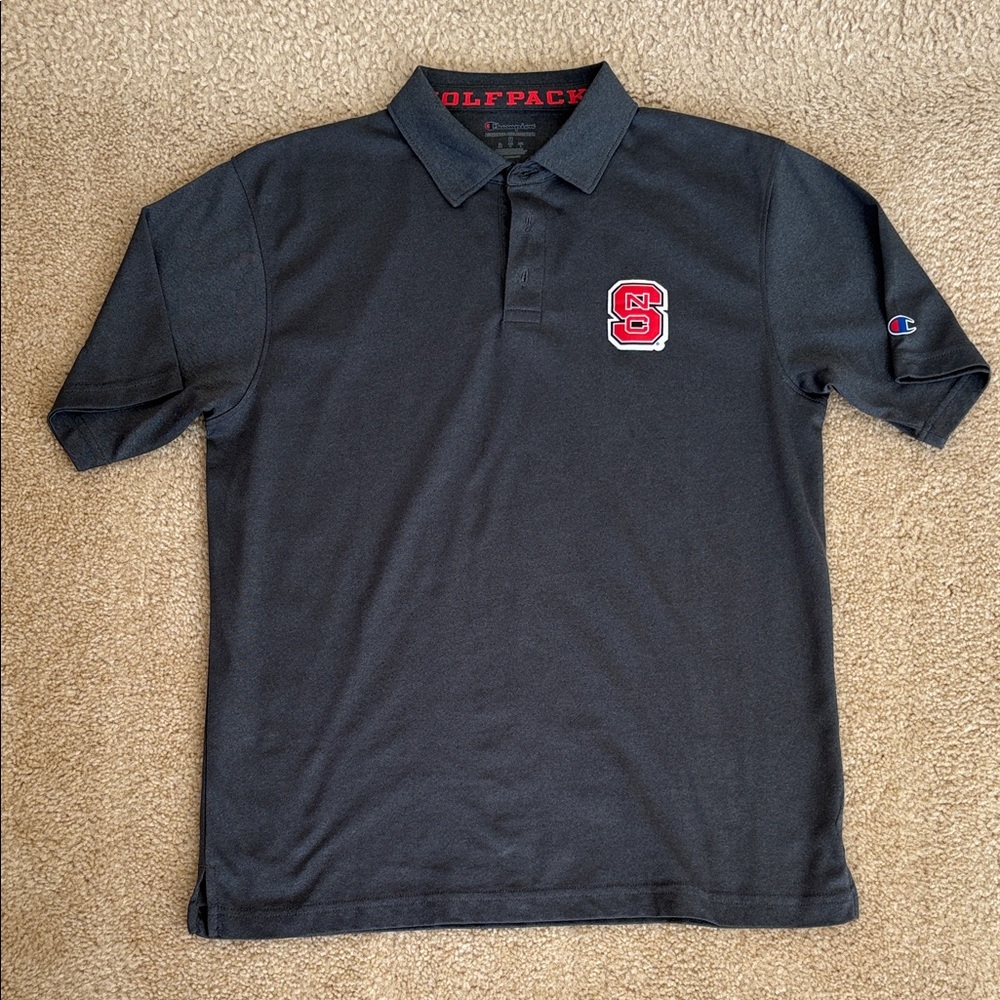 NC State Champion Gray Polo with NCS logo